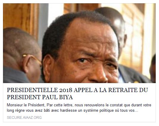 Appels à la retraire du président Biya - Crédit photo: le compte facebook d'Abel Elimbi Lobe